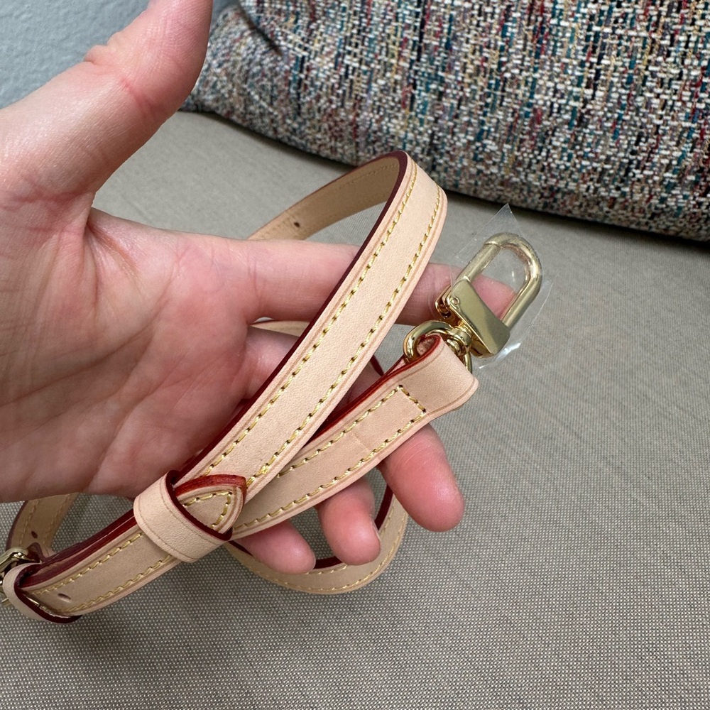 Beige Leather Strap with Gold Hardware